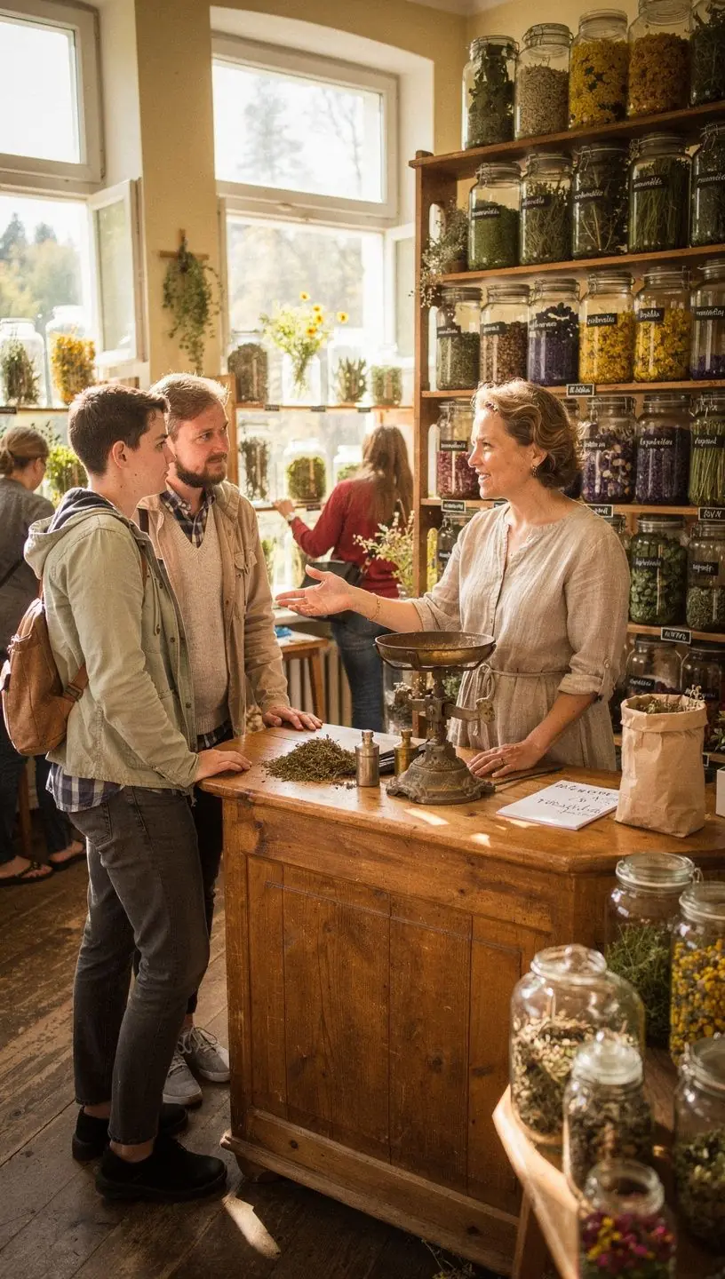 Naturalus žolelių mišinio puodelis, supakuotas su lietuviška simbolika.